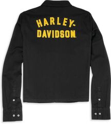 Harley-Davidson Racer Font Relaxed Fit Soft Twill Shirt For Women, Black Beauty | 96123-22VW