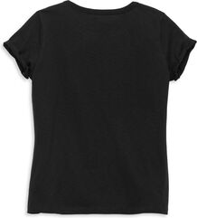 Harley-Davidson Women'S Bar & Shield Cuffed Sleeve Graphic Tee, Black Beauty | 96116-22VW