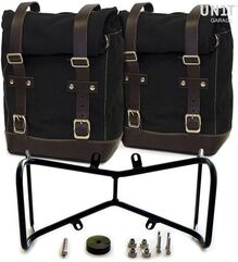 Unitgarage / ユニットガレージ Two Side Panniers Canvas + Symmetrical Double Subframe NineT, Black/Brown | 2xU001+1632+A2_Black-Brown