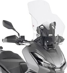 GIVI / ジビ Windscreen D1197ST for Honda ADV 350, color Clear, dim. HxL 65x50 cm, 17 cm higher than oe, fits oe headlight fairing | D1197ST