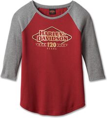 Harley-Davidson Women'S 120Th Anniversary Speedbird Diamond Knit Top, Colorblock-Design-Merlot | 96684-23VW