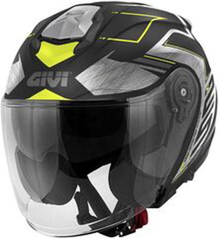 GIVI / ジビ Jet helmet X.25 TRACE Matte Black/Titanium/Yellow, Size 58/M | HX25FTCBY58