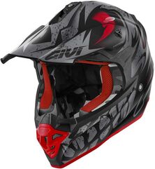 GIVI / ジビ Off-Road Helmet 60.1 GLOOM Matte Black/Titanium/Red, Size 61/XL | H601FGLBR61