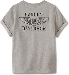 Harley-Davidson Women'S At Ease Short Sleeve Pullover, Light Grey Heather | 96896-23VW