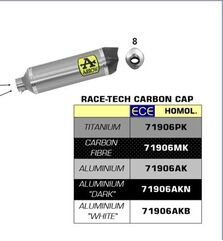 ARROW / アロー Aprilia Rsv4 1100 Factory 2019- Eマーク チタン Race-Tech Exh カーボンエンドキャップ ARROW / アロー リンクパイプ オリジナルコレクター | 71906PK