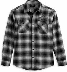 Harley-Davidson Men'S Safari Flannel, Black Plaid | 96121-23VM