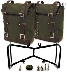 Unitgarage / ユニットガレージ Two Side Panniers Canvas + Symmetrical Double Subframe NineT, Green/Brown | 2xU001+1632+A2_Green-Brown