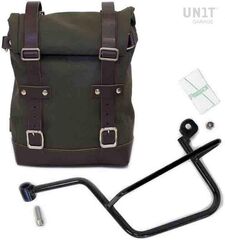 Unitgarage / ユニットガレージ Side Pannier Canvas + Left Subframe Guzzi V7, Green/Brown | U001+2213SX-Green-Brown