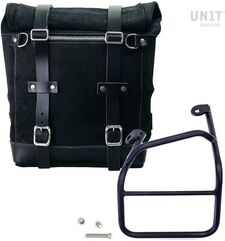 Unitgarage / ユニットガレージ Waxed suede side pannier Scram 22L-30L + Left Subframe Ducati Scrambler 1100, JetBlack | U202+1010SX-JetBlack