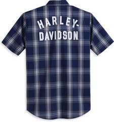 Harley-Davidson Men'S Staple Poplin Shirt, Blue Plaid | 96163-23VM