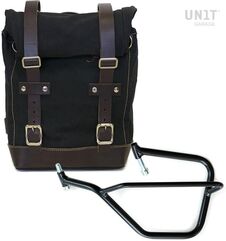 Unitgarage / ユニットガレージ Side Pannier Canvas + Left Subframe Yamaha, Black/Brown | U001+2504SX-Black-Brown