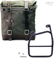 Unitgarage / ユニットガレージ Canvas Side Pannier Scram 22L-30L + Left subframe Ducati Scrambler 1100, Green/Brown | U201+1010SX-Green-Brown