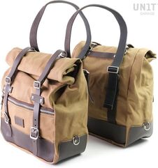 Unitgarage / ユニットガレージ Two universal side bags in Canvas, Beige/Brown | 2xU003_Beige-Brown