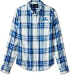Harley-Davidson Women'S Bar & Shield Long Sleeve Plaid Shirt, Yarn Dyed Plaid-Cloud Dancer | 96162-24VW