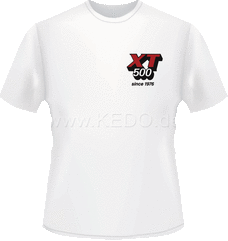 Kedo T-Shirt 'XT500 Model Summary', size L, color : white, print : black back, front red / black 160g organic cotton, 100% cotton | 70038L-W