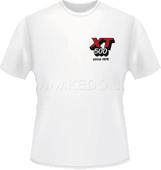 Kedo T-Shirt 'XT500 Model Summary', size M, color : white, print : black back, front red / black 160g organic cotton, 100% cotton | 70038M-W