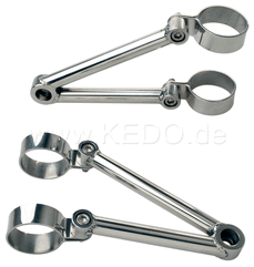 Kedo Head Light Bracket 'Tube', Stainless Steel, Polished, Length approx. 135mm, 1 Pair | 32276
