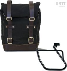 Unitgarage / ユニットガレージ Side Pannier Canvas + Left Subframe BMW CE 04, Black/Brown | U001+3700SX-Black-Brown