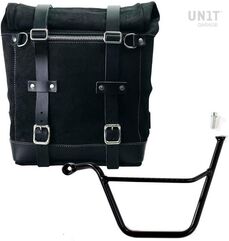 Unitgarage / ユニットガレージ Waxed suede side pannier Scram 22L-30L + Left Subframe Triumph Bonneville T100 (2001-2016), JetBlack | U202+1005SX-JetBlack