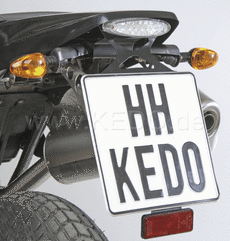 Kedo Competition' License Plate Holder, complete (Black / Silver with LED Taillight, White) | 30325
