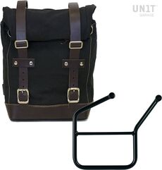 Unitgarage / ユニットガレージ Side Pannier Canvas + Left Subframe HUSQVARNA, Black/Brown | U001+3007SX-Black-Brown