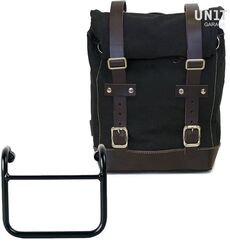 Unitgarage / ユニットガレージ Side Pannier Canvas + Subframe R18 for Straight pipe exhaust, Black/Brown | U001+3400-Black-Brown