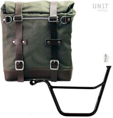 Unitgarage / ユニットガレージ Canvas Side Pannier Scram 22L-30L + Left Subframe Triumph Bonneville T100 (2001-2016), Green/Brown | U201+1005SX-Green-Brown