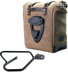 Unitgarage / ユニットガレージ Waxed suede side pannier Scram 22L-30L + Right Subframe Guzzi V9 Bobber, MossGrey | U202+2250DX-MossGrey