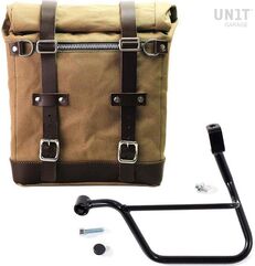 Unitgarage / ユニットガレージ Canvas Side Pannier Scram 22L-30L + Left Subframe Triumph T100 (2017 until now), Beige/Brown | U201+1011SX-Beige-Brown