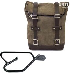 Unitgarage / ユニットガレージ Waxed Suede Side Pannier + Right Subframe Guzzi V9 Bobber, MossGrey | U002+2250DX-MossGrey