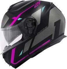 GIVI / ジビ Flip-up helmet X.21 EVO NUMBER LADY Matte Black/Titanium/Pink, Size 56/S | HX21RNBBP56