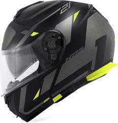 GIVI / ジビ Flip-up helmet X.21 EVO NUMBER Matte Black/Titanium/Yellow, Size 58/M | HX21RNBBY58