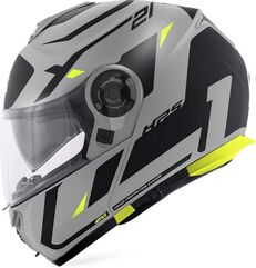 GIVI / ジビ Flip-up helmet X.21 EVO NUMBER Matte Grey/Black/Yellow, Size 60/L | HX21RNBGY60