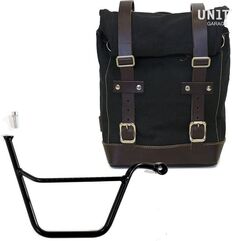 Unitgarage / ユニットガレージ Side Pannier Canvas + Right Subframe Triumph T100 Bonneville (2001-2016), Black/Brown | U001+1005DX_Black-Brown