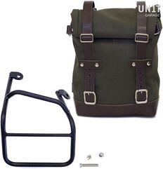 Unitgarage / ユニットガレージ Side pannier Canvas + right subframe Ducati Scrambler 1100, Green/Brown | U001+1010DX_Green-Brown