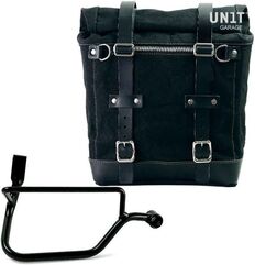 Unitgarage / ユニットガレージ Canvas Side Pannier Scram 22L-30L + Right Subframe Triumph Street Twin 900 (2016 until now), Black/Black | U201+1017DX-Black-Black