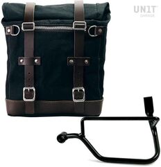 Unitgarage / ユニットガレージ Canvas Side Pannier Scram 22L-30L + Left Subframe Triumph Street Twin 900 (2016 until now), Black/Brown | U201+1017SX-Black-Brown