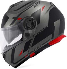 GIVI / ジビ Flip-up helmet X.21 EVO NUMBER Matt Titanium/Black/Red, Size 56/S | HX21RNBTR56