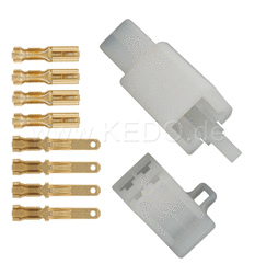 Kedo 4-Pin Connector Housing with snap-in nose incl 2x4 Connector Type 110 (Alternative see Item 28526) | 41525-4