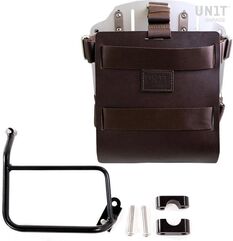 Unitgarage / ユニットガレージ Carrying system in aluminum with adjustable leather front, Quick Release System and frame, Brown/Silver | U085+U000+1229-Brown-Silver