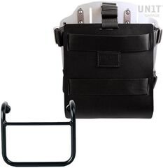 Unitgarage / ユニットガレージ Carrying system in aluminum with adjustable leather front, Quick Release System and frame, Black/Silver | U085+U000+3400-Black-Silver