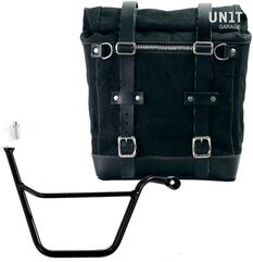 Unitgarage / ユニットガレージ Canvas Side Pannier Scram 22L-30L + Right Subframe Triumph T100 Bonneville (2001-2016), Black/Black | U201+1005DX-Black-Black
