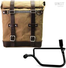 Unitgarage / ユニットガレージ Canvas Side Pannier Scram 22L-30L + Left Subframe Triumph Street Twin 900 (2016 until now), Beige/Brown | U201+1017SX-Beige-Brown