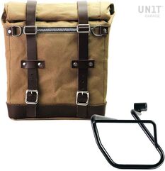 Unitgarage / ユニットガレージ Canvas Side Pannier Scram 22L-30L + Left Subframe BMW CE 04, Beige/Brown | U201+3700SX-Beige-Brown