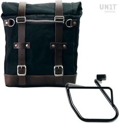 Unitgarage / ユニットガレージ Canvas Side Pannier Scram 22L-30L + Left Subframe BMW CE 04, Black/Brown | U201+3700SX-Black-Brown