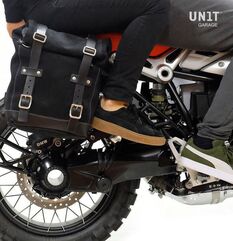 Unitgarage / ユニットガレージ Two Waxed suede Side Panniers + Double Subframe NineT, JetBlack | 2xU002+1626+A2_JetBlack