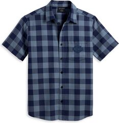 Harley-Davidson Shirt-Woven, Blue Plaid | 96389-23VM