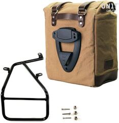 Unitgarage / ユニットガレージ Canvas Side Pannier Scram 22L-30L + Subframe NineT Series, Beige/Brown | U201+1620-Beige-Brown