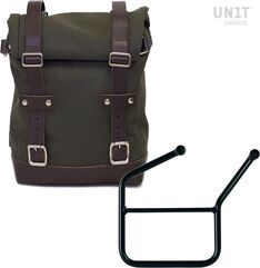 Unitgarage / ユニットガレージ Side Pannier Canvas + Left Subframe HUSQVARNA, Green/Brown | U001+3007SX-Green-Brown