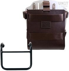 Unitgarage / ユニットガレージ Carrying system in aluminum with adjustable leather front, Quick Release System and frame, Brown/Silver | U085+U000+3400-Brown-Silver